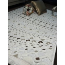 Ecosıa Carpet Iskandinav Halı Krem-Kahve Modern Salon Halısı Koridor Halısı Yolluk Oturma Odası Saçaklı Halı