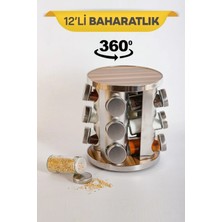 Toptanfoni 12'li Dönen Metal Baharatlik Baharat Seti 12LI Paslanmaz Dönerli