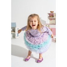 Linola Baby Kids Rainbow Tütü Etekli Uzun Kollu Çocuk Elbisesi
