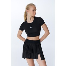 ED 2303-03 Ada Dry-touch Spor Etek Şortlu Siyah (Tenis, Golf, Pickleball, Dans)