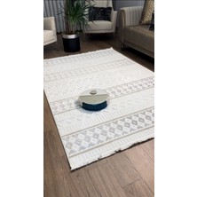 Ecosıa Carpet Iskandinav Halı Krem Modern Salon Halısı Koridor Halısı Yolluk Kesme Halı Oturma Odası Saçaklı Halı