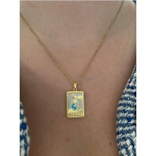 Pinery Jewels Vıp Seri - The Star Mavi Deniz Kızı Kararmaz Çelik Kadın Gold Kolye