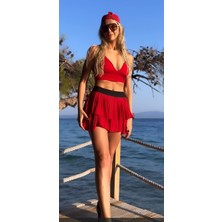 ED 2303-02 Ada Dry-touch Spor Etek Şortlu Kırmızı (Tenis, Golf, Pickleball, Dans)