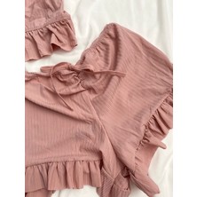Askılı Crop Şortlu Takım