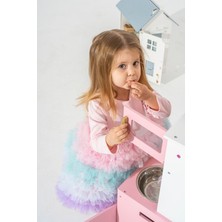 Linola Baby Kids Rainbow Tütü Etekli Uzun Kollu Çocuk Elbisesi