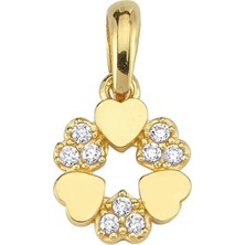 goldkupe 14 Ayar Altın Yuvarlak Kalp Kolye Ucu 0,65 gr