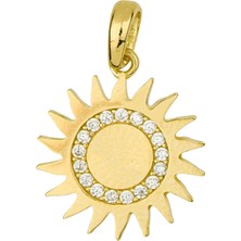 goldkupe 14 Ayar Altın Taşlı Güneş Kolye Ucu 1,22 gr