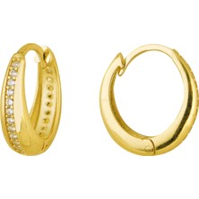 goldkupe 14 Ayar Taşlı Damla Halka Altın Küpe 2,67 gr