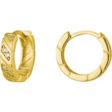 goldkupe 14 Ayar Taşlı Modern Halka Altın Küpe 2,46 gr