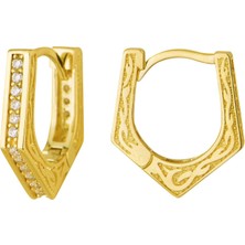 goldkupe 14 Ayar Modern Taşlı Halka Altın Küpe 3,59 gr