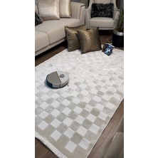 Ecosıa Carpet Iskandinav Halı Kare Model Krem Modern Salon Halısı Koridor Halısı Yolluk Oturma Odası Saçaklı Halı