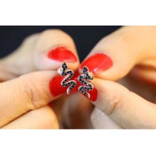 925 Ayar Gümüş Zirkon Taşlı Rose Kaplama Küpe