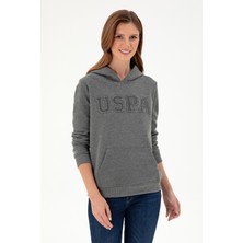U.S. Polo Assn. Kadın Antrasit Melanj Basic Kapüşonlu Sweatshirt 50296931-VR081