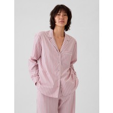 Gap Kadın Pembe Poplin Gömlek Pijama Üstü