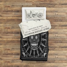 The Lucid Lab Harley Davidson Model 28B Ivory & Mexican Skull Black/white Mandala Nevresim Takımı 200 cm x 220 cm
