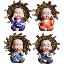 Perfeclan 4 Kung Fu Çocuk Heykelleri Masaüstü Paneli Için 7cm Dört Ş (Yurt Dışından)