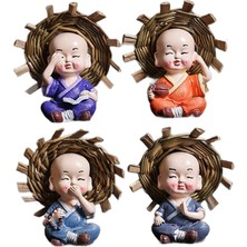 Perfeclan 4 Kung Fu Çocuk Heykelleri Masaüstü Paneli Için 7cm Dört Ş (Yurt Dışından)