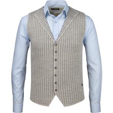 Çizgi Triko Erkek Düğmeli Spor / Klasik Triko Örme Kolsuz Yelek - 5008LS