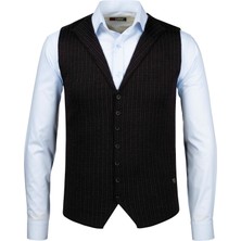 Çizgi Triko Erkek Düğmeli Spor / Klasik Triko Örme Kolsuz Yelek - 5008LS