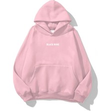 Kapüşonlu Içi Polar Black Rose Baskılı Pembe Unisex Sweatshirt