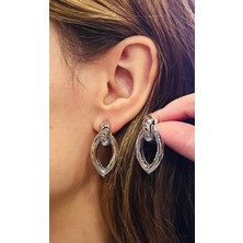 Aytun Çelik Uçlu Silver Oval Küpe