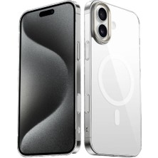 Cepustik Telefon Aksesuarları Apple iPhone 16 Plus Kılıf Magsafe Şarj Özellikli Şeffaf Cam Arka Yüzey G-Glass Kılıf