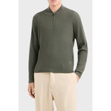 Emporio Armani Yünlü Slim Fit Yarım Fermuarlı Dik Yaka Kazak Erkek Kazak 6D1MXP 1mkdz 06K0