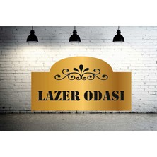 Dekoratif Lazer Odası Yazılı Yönlendirme Levhası Gold Aynalı Pleksi