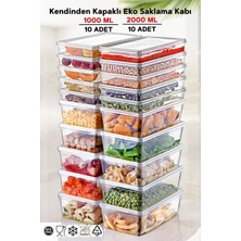 Ny Home 20'li Set Kendinden Kapaklı Derin Dondurucuya Uygun Saklama Kabı 1 Lt. ve 2 Lt.