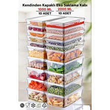 Ny Home 20'li Set Kendinden Kapaklı Derin Dondurucuya Uygun Saklama Kabı 1 Lt. ve 2 Lt.