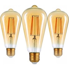 Armut Kateli Rustik 2700 K Sarı LED Filament Bulb 50 Bin Saat Garantili Dekoratif E27 Duy 4 W Dekoratif Cafe Ampulü ST64