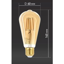 Armut Kateli Rustik 2700 K Sarı LED Filament Bulb 50 Bin Saat Garantili Dekoratif E27 Duy 4 W Dekoratif Cafe Ampulü ST64