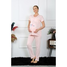 Akbeniz Kadın Kısa Kol Hamile Lohusa Pijama Takımı Pudra 45210