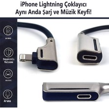 Aluminyum Kasa Çift Lightning Çoklayıcı Adaptör Dual Jak Aynı Anda Şarj ve Müzik Keyfi Lightning Sokete Sahip Tüm iPhone ile Uyumlu