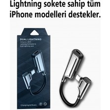 Aluminyum Kasa Çift Lightning Çoklayıcı Adaptör Dual Jak Aynı Anda Şarj ve Müzik Keyfi Lightning Sokete Sahip Tüm iPhone ile Uyumlu