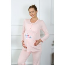 Akbeniz Kadın Uzun Kol Hamile Lohusa Pijama Takımı Pudra 45501