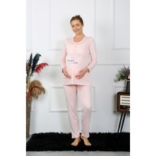 Akbeniz Kadın Uzun Kol Hamile Lohusa Pijama Takımı Pudra 45501