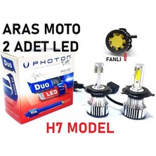 Super Moto  H7 Photon Fanlı Xenon LED Beyaz Ampül H7 12-24 V Duo Soğutucu Fanlı Model 2 Adet