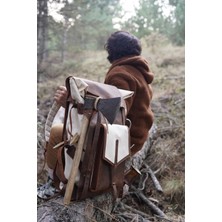 Hakiki Deri Kanvas Kumaş Sırt Çantası Outdoor Kamp Trekking Dağcılık Avcılık Spor Çantası