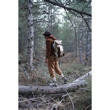 Hakiki Deri Kanvas Kumaş Sırt Çantası Outdoor Kamp Trekking Dağcılık Avcılık Spor Çantası