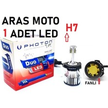 Super Moto  Motosiklet H7 Photon Fanlı Xenon LED Ampül 12-24 V (Duo Soğutucu Fanlı Model) 1 Adet
