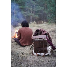 Hakiki Deri Kanvas Kumaş Çanta Outdoor Kamp Trekking Dağcılık Avcılık Spor Çantası