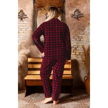 Büyük Beden Kışlık Düğmeli Gömlek Pijama Takımı