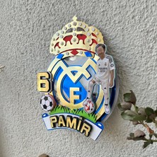 Cake Topper Futbol Madrid Temalı Erkek Çocuk Doğum Günü Isme Özel 3d Pasta Süsü (23x20cm)