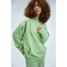 Kadın Timeless Oversize Fıstık Yeşili Hoodie Sweatshirt