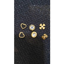 Kadın Gold 6lı Siyah Mineli Zirkontasli