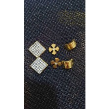 Kadın Gold 6lı Zırkontaslı Yarım Halka Kupe