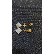 Kadın Gold 6lı Zırkontaslı Yarım Halka Kupe