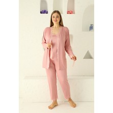 Sabahlıklıklı 3 Parça Çeyizlik Kutulu Kadın Pijama Takımı- Dantelli Kutulu Kadın Pijama- Geniş Beden Aralığı