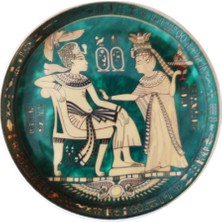 Vintage Antik Mısır Figürlü Dekoratif Altın Vermey Porselen Tabak